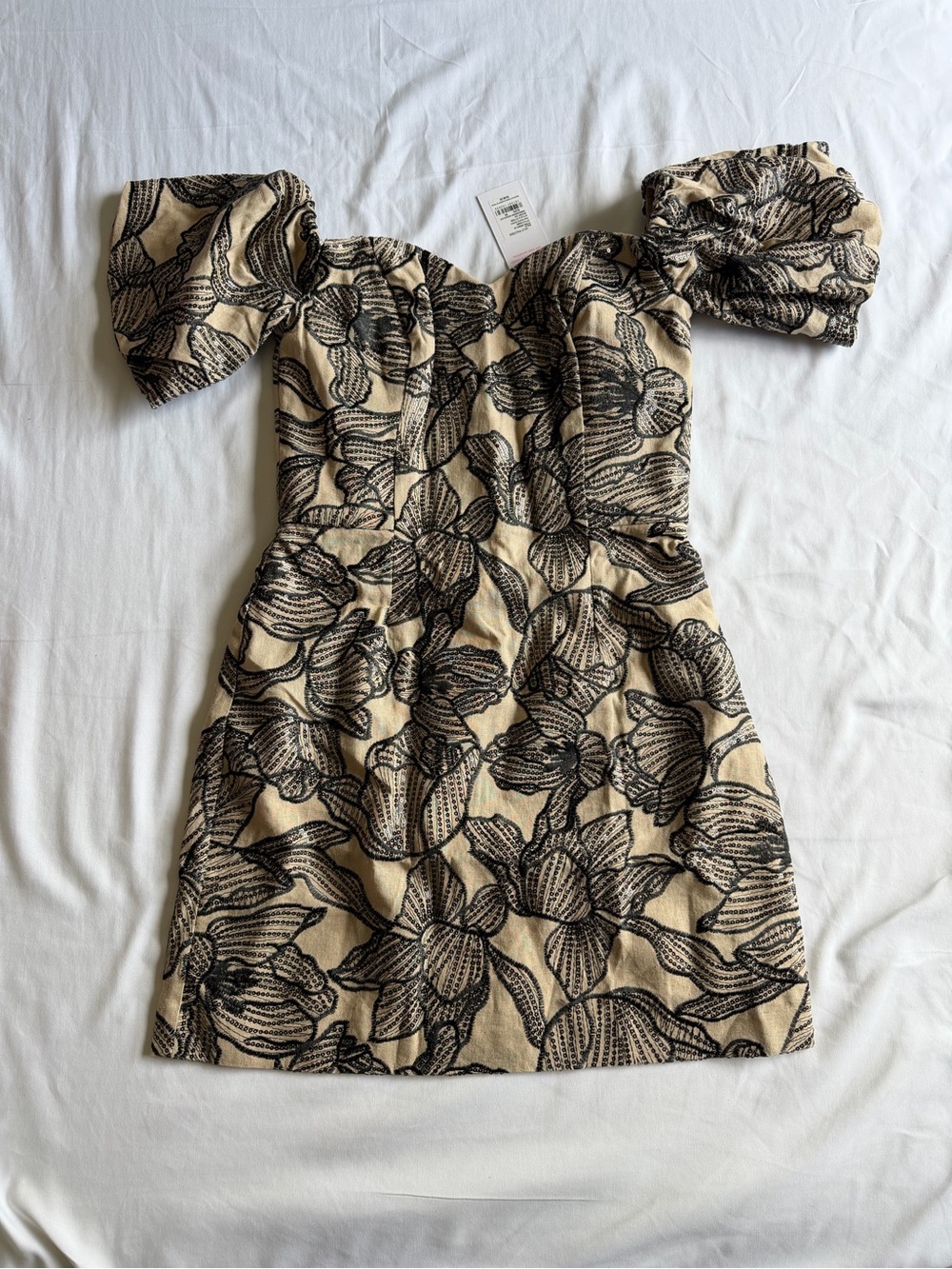 Lilly Pulitzer Beige Mini Dress with Black Floral Overlay